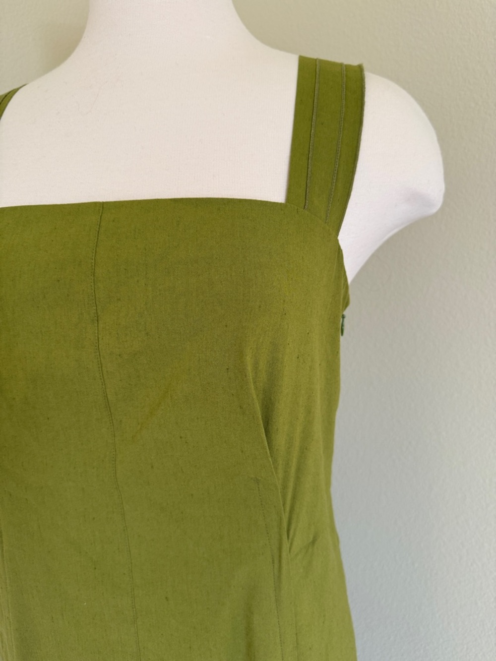 Vince Olive Green Square-Neck Midi Dress - Picture 3 of 6